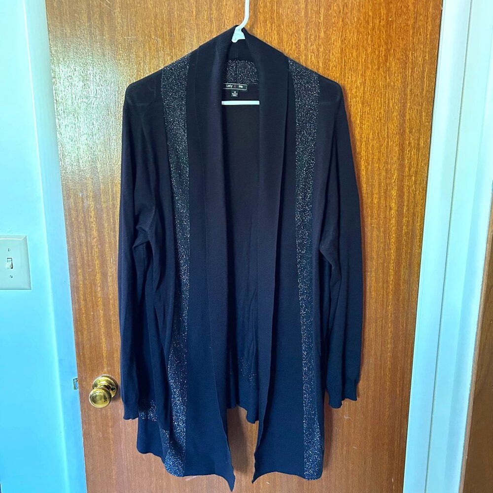 Black Cardigan, Lightweight, with Silver Details